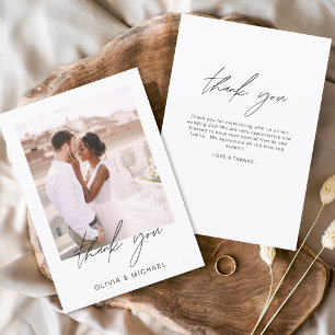 Elegant Script Photo Weddenschap Hartelijk dank Bedankkaart