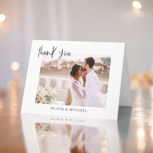 Elegant Script Photo Weddenschap Hartelijk dank Bedankkaart