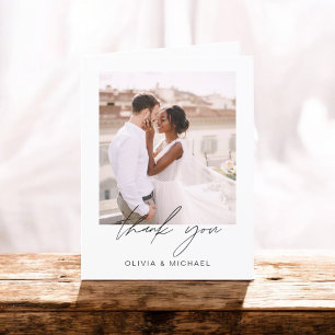 Elegant Script Photo Weddenschap Hartelijk dank Bedankkaart