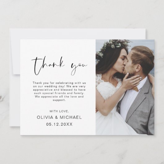 Elegant Script Photo Weddenschap Hartelijk dank Bedankkaart (Voorkant)