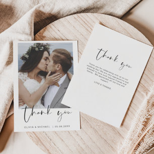 Elegant Script Photo Weddenschap Hartelijk dank Flyer