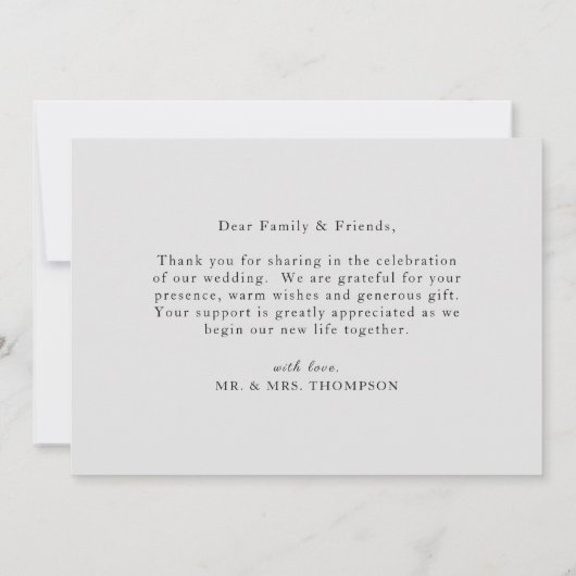 Elegant Script Photo Weddenschap Hartelijk dank Kaart (Achterkant)