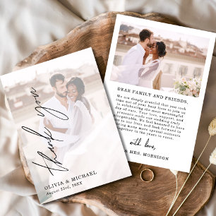 Elegant Script Photo Weddenschap Hartelijk dank Kaart