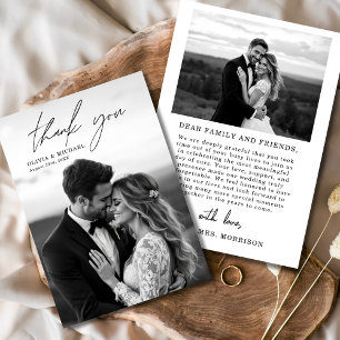 Elegant Script Photo Weddenschap Hartelijk dank Kaart