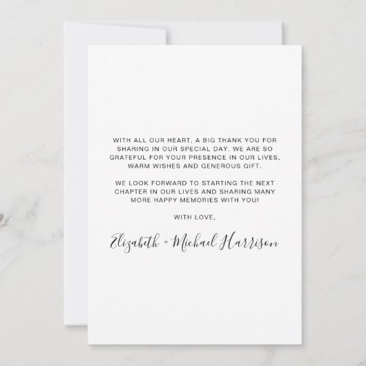 Elegant Script Photo Wedding Bedankkaart (Achterkant)