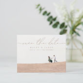 Élégant Script Photo Wedding Enregistrer La Carte  (Debout devant)