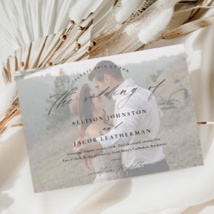 Elegant Script Photo Wedding Kaart