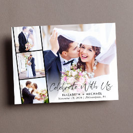 Elegant Script Photo Wedding Reception Uitnodiging Briefkaart