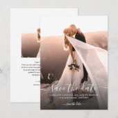 Elegant Script Photo Wedding Save The Date (Voorkant / Achterkant)