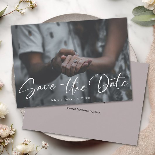 Elegant Script Photo Wedding Save The Date