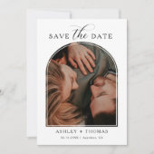 Elegant Script Photo Wedding Save the Date Card (Devant)