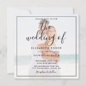 Elegant Script Photo Wedding Square Kaart (Voorkant)