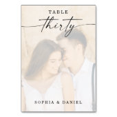 Elegant Script Photo Wedding Table Number 30 Kaart (Achterkant)