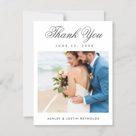Elegant Script Photo Wedding Thank You Magnet (Recto)