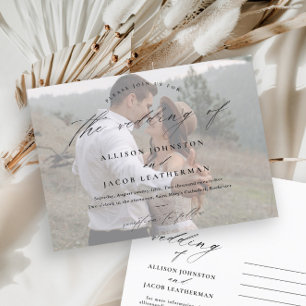 Elegant Script Photo Wedding Uitnodiging Briefkaart
