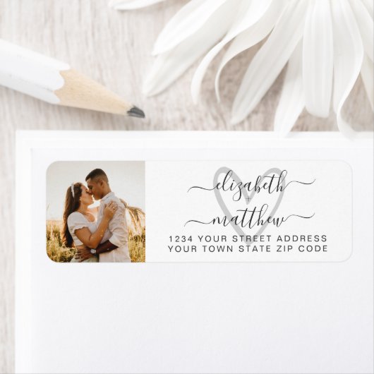Elegant Script Photo Weduwen Return Address Label (Insitu)