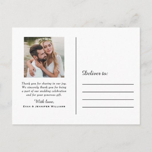 Elegant Script Photo WeduwMonogram Bedankt Briefkaart (Achterkant)