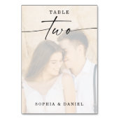 Elegant Script Photo Weduwtabel nummer twee Kaart (Achterkant)