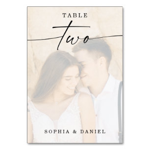 Elegant Script Photo Weduwtabel nummer twee Kaart