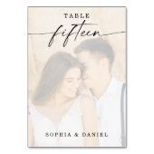 Elegant Script Photo Weduwtable Number 15 Kaart (Achterkant)