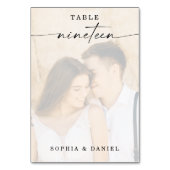 Elegant Script Photo Weduwtable Number Nineteen Kaart (Achterkant)