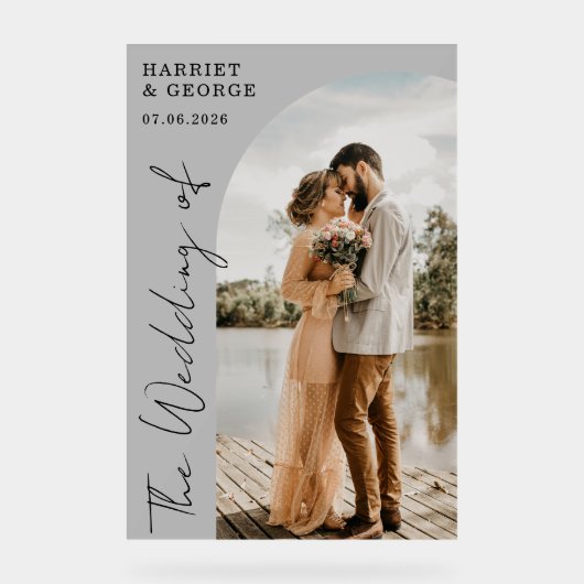 Élégant Script Photo Welcome Mariage Sign (Recto)