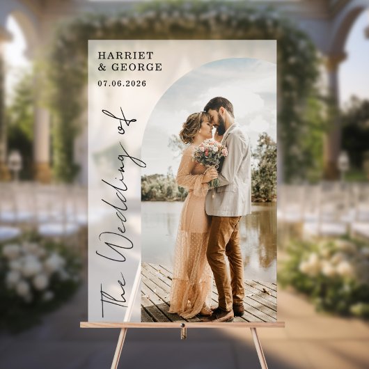 Élégant Script Photo Welcome Mariage Sign