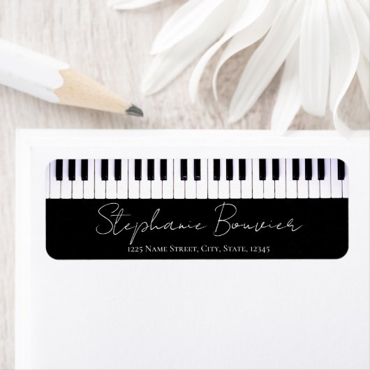 Elegant Script Piano Keyboard Music Teacher Label (Insitu)