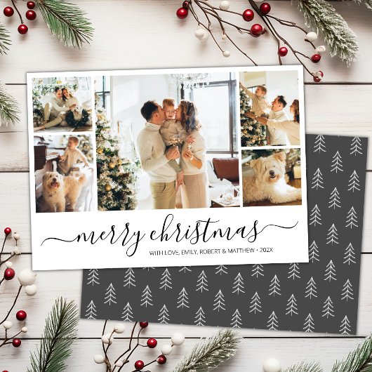 Élégant Script Pic Collage de Noël Carte de vacanc