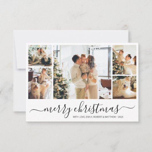 Élégant Script Pic Collage de Noël Carte de vacanc (Devant)