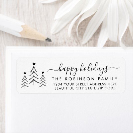 Elegant Script Pine Kerstmis Adres Etiket (Insitu)