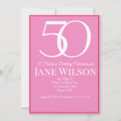Elegant Script Pink 50th Birthday Party Kaart (Voorkant)