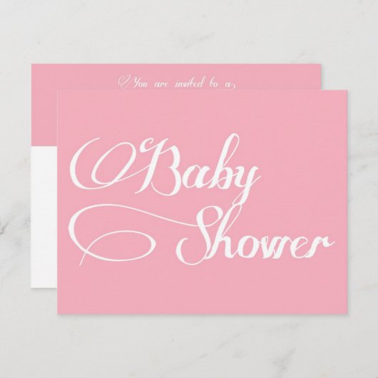 Élégant script Pink Baby shower Invitation (Devant / Derrière)