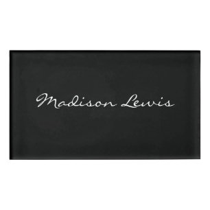Elegant Script Plain Black Naam Kalligrafie Naambadge