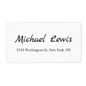 Elegant Script Plain Black & White Minimalist Etiket (Voorkant)