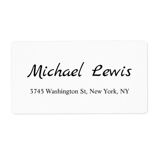 Elegant Script Plain Black & White Minimalist Etiket (Voorkant)