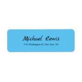 Elegant Script Plain Blue Minimalist Etiket (Voorkant)