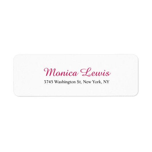 Elegant Script Plain Roze Rood Wit Vrouwelijk Chiq Etiket (Voorkant)