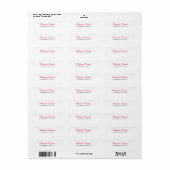 Elegant Script Plain Roze Rood Wit Vrouwelijk Chiq Etiket (Full Sheet)