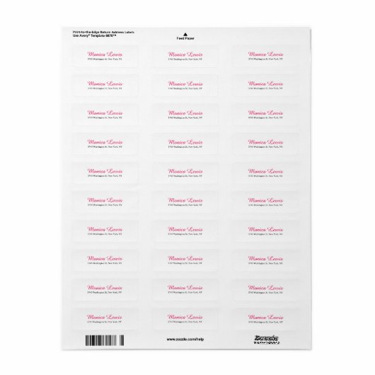 Elegant Script Plain Roze Rood Wit Vrouwelijk Chiq Etiket (Full Sheet)