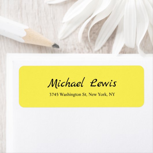 Elegant Script Plain Yellow Minimalist Etiket (Insitu)