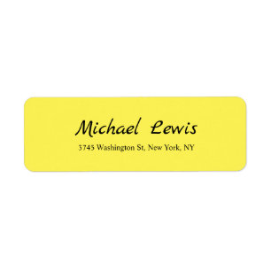 Elegant Script Plain Yellow Minimalist Etiket