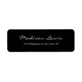 Elegant Script Plain Zwart Leesbare Handwrite Teks Etiket (Voorkant)