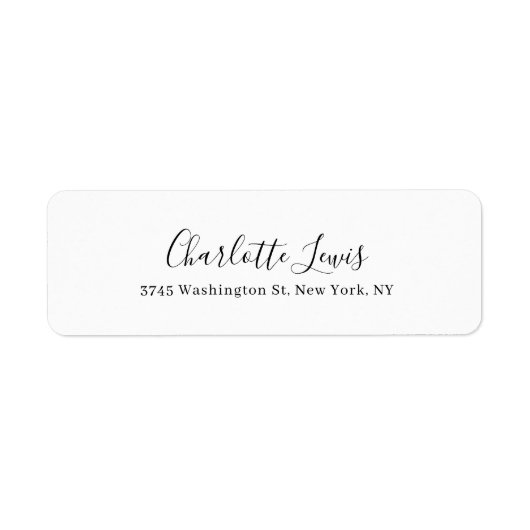 Elegant Script Plain Zwart & Wit Leesbare Tekst Etiket (Voorkant)
