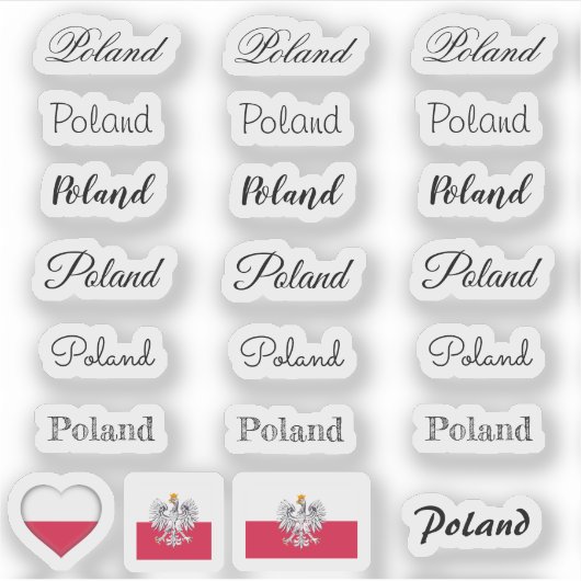 Elegant script Polen & Poolse vlag / naam Set Sticker (Voorkant)