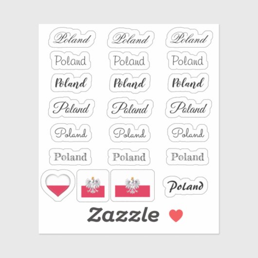 Elegant script Polen & Poolse vlag / naam Set Sticker (Vel)