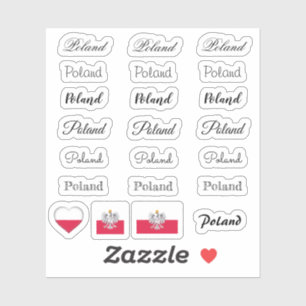Elegant script Polen & Poolse vlag-/naamset Sticker