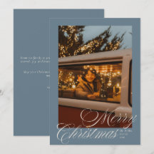Elegant Script Prettig Kerstfeest Foto Blauw