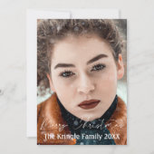 Elegant Script Prettig Kerstfeest Hulst Bessen Feestdagenkaart (Voorkant)