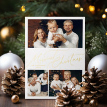 Elegant Script Prettig Kerstmis Familie 3 Foto